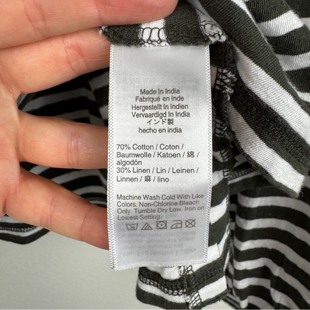 Madewell Long Balloon Sleeve Crewneck Tee Gray Stripes Size M NWT - Picture 8 of 8